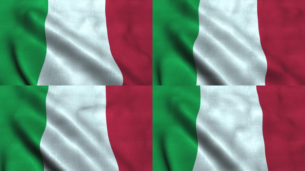 意大利国旗随风飘扬。国旗意大利共和国