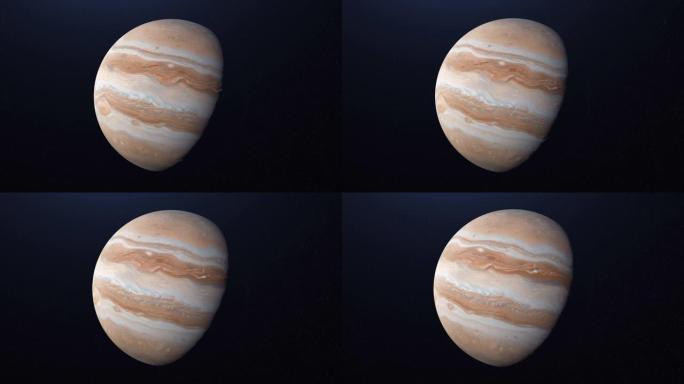 木星行星的抽象动画，彩色表面在外太空旋转。动画。行星绕其轴全转