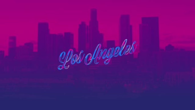 城市景观天际线上的洛杉矶脚本字体