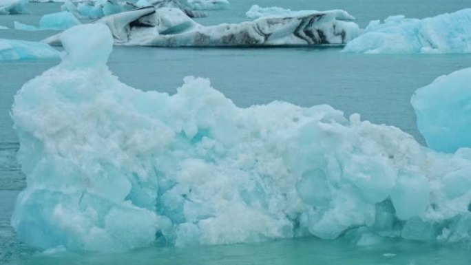 冰岛北海海岸线冰川浮冰。
