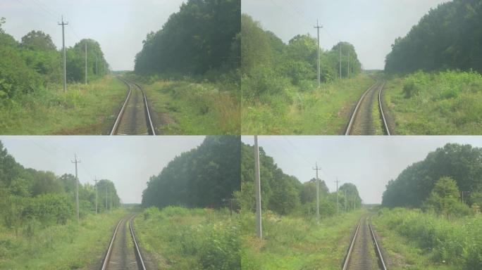 铁路运动中的绿树背景