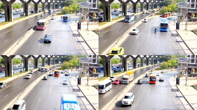 泰国曼谷Vibhavadi Rangsit路的交通。