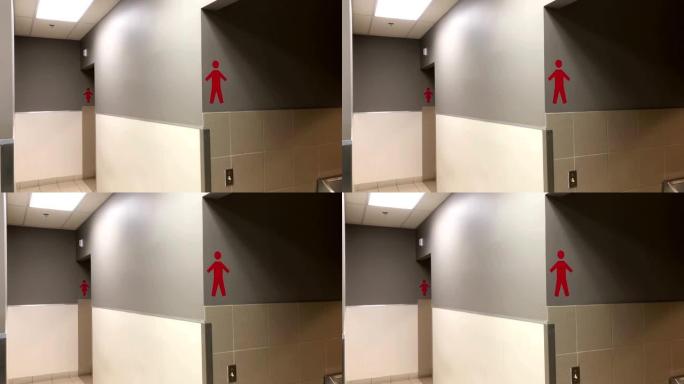 4k分辨率墙上男女洗手间标志的运动