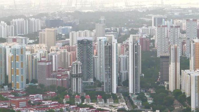 新加坡金融大楼早上的高角度视图