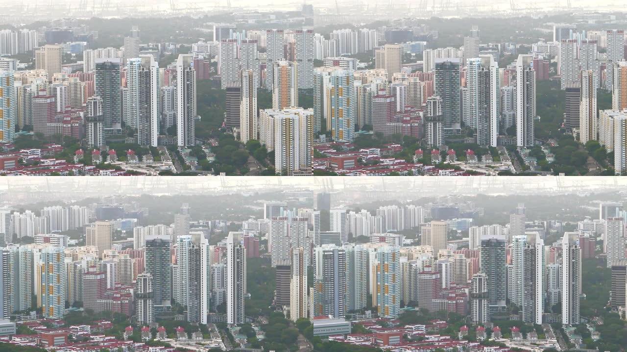 新加坡金融大楼早上的高角度视图