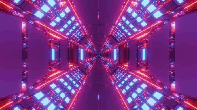未来派科幻机库隧道，无尽发光3d渲染设计运动背景动态壁纸俱乐部视觉vj循环