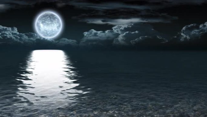 海洋上的月夜led背景湖水水面阴森