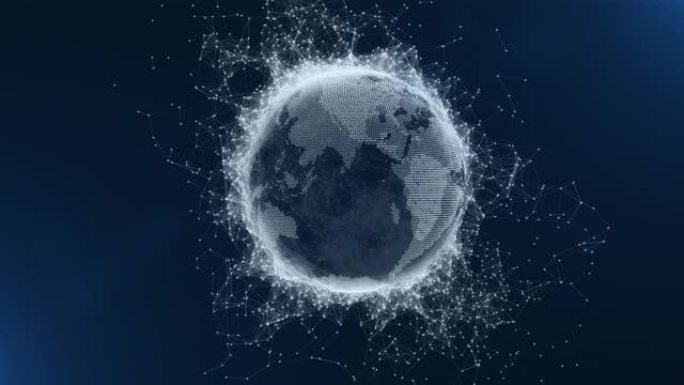 数字数据地球地球连接数字云地球旋转动画社会未来技术抽象商业科学增长网络环绕地球世界旋转
