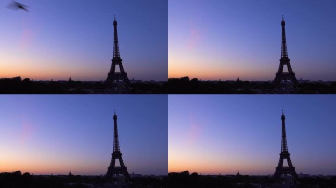 法国巴黎暮色的埃菲尔铁塔
