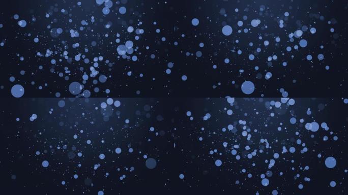4k圣诞蓝色背景，带有雪和波克灯