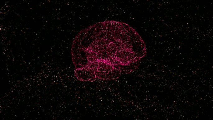 大脑湍流概念。视频显示大脑积极寻找答案，在太空中摇晃。