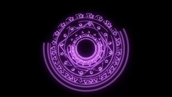 魔术六星淡紫色能量旋转缓慢出现横幅和分析广告