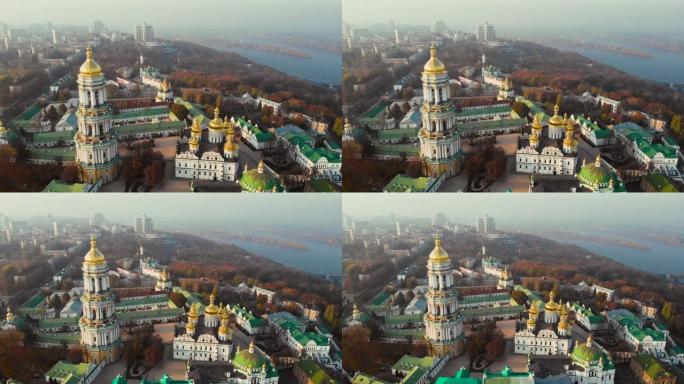 钟塔基辅Pechersk Lavra on evening city