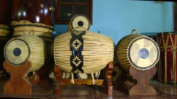 完成的塔博尔鼓传统文化静物拍摄特写镜头