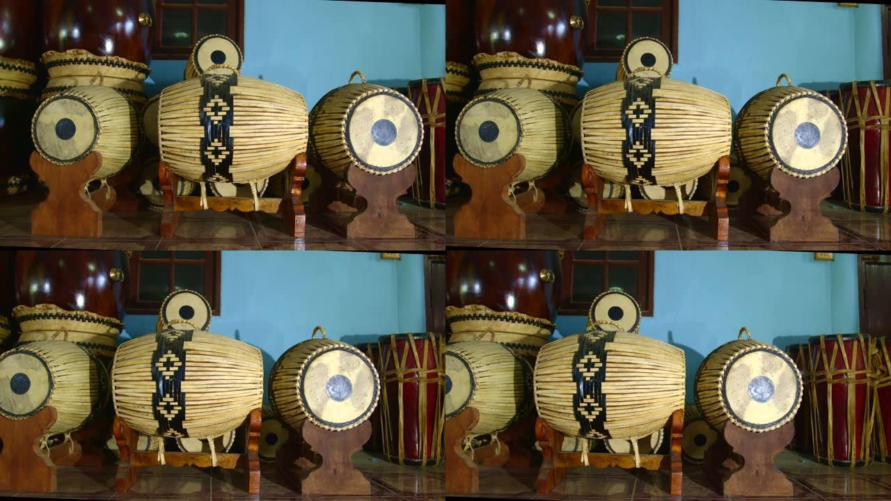 完成的塔博尔鼓传统文化静物拍摄特写镜头