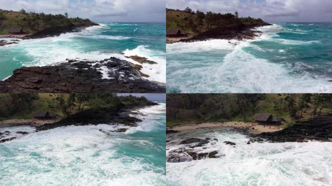 美丽的梦想天堂海滩，爱管闲事的博拉哈 (圣玛丽岛)，马达加斯加。4k无人机