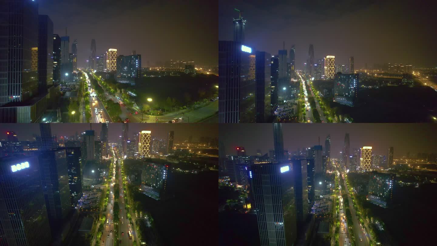 杭州萧山区钱江世纪城市心北路夜景视频素材