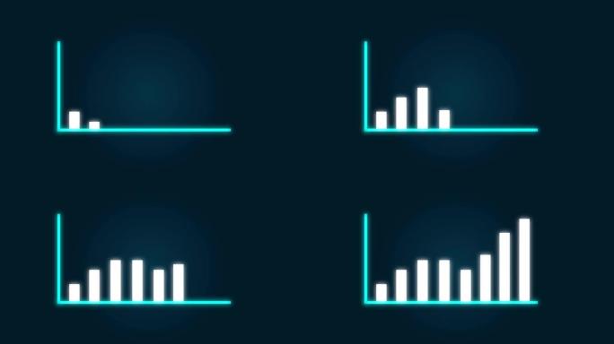 4k，图表增长图表信息图表利润上升。业务增长和成功箭头动画的业务信息图表，出现上升箭头和酒吧统计信息