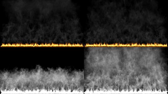 Fire and flame explosion with Smoke or fume, slow 