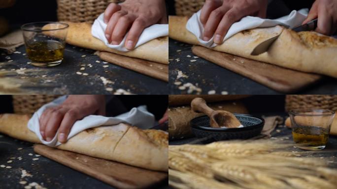 新鲜魔杖面包Loaf Cut inSlices