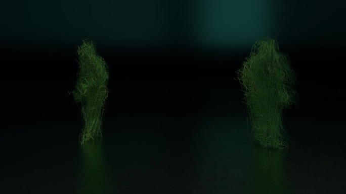两个幻想人物跳舞的3D动画