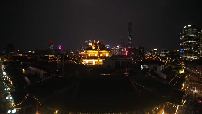上海 豫园 夜景 航拍 城隍庙
