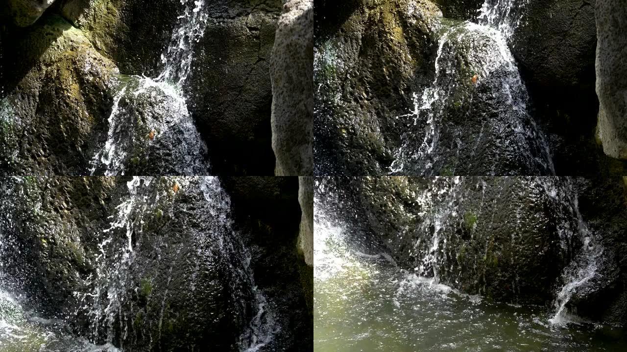 慢动作180fps从瀑布中泼水