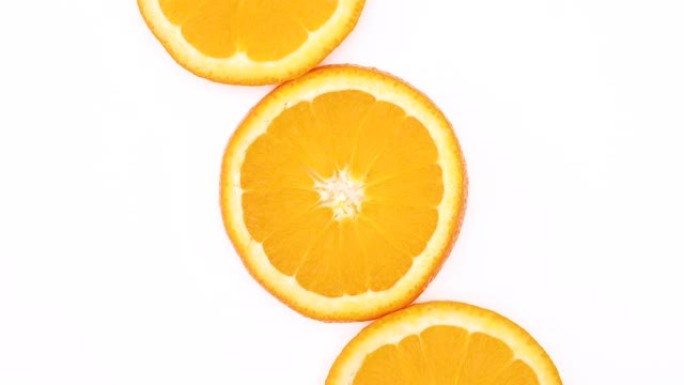 三片新鲜柑橘旋转圈-停止运动
