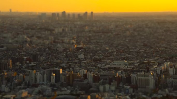 日落时的东京天际线 | 倾斜移位