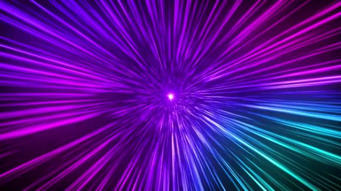 色彩斑斓的隧道。抽象创造性的宇宙背景。跳跃到另一个星系。光速，运动中的氖光。美丽的烟花，五颜六色的爆