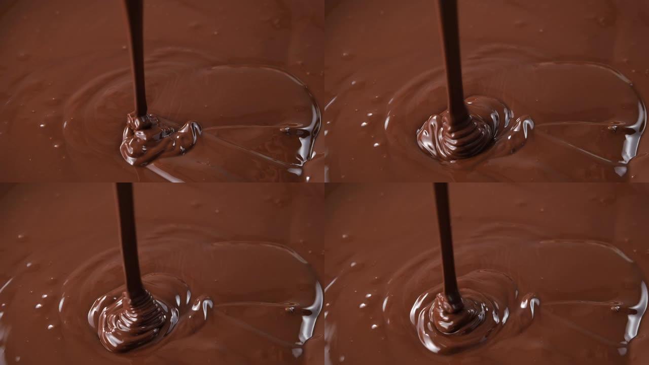 腐烂融化的巧克力closeup慢动作