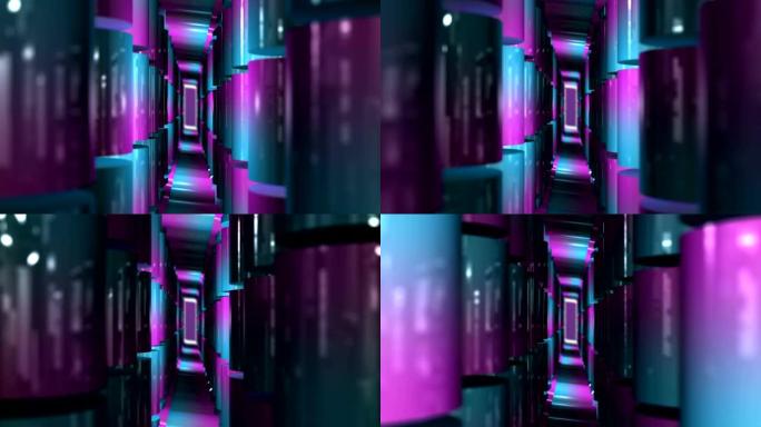 圆柱抽象隧道背景，3d动画