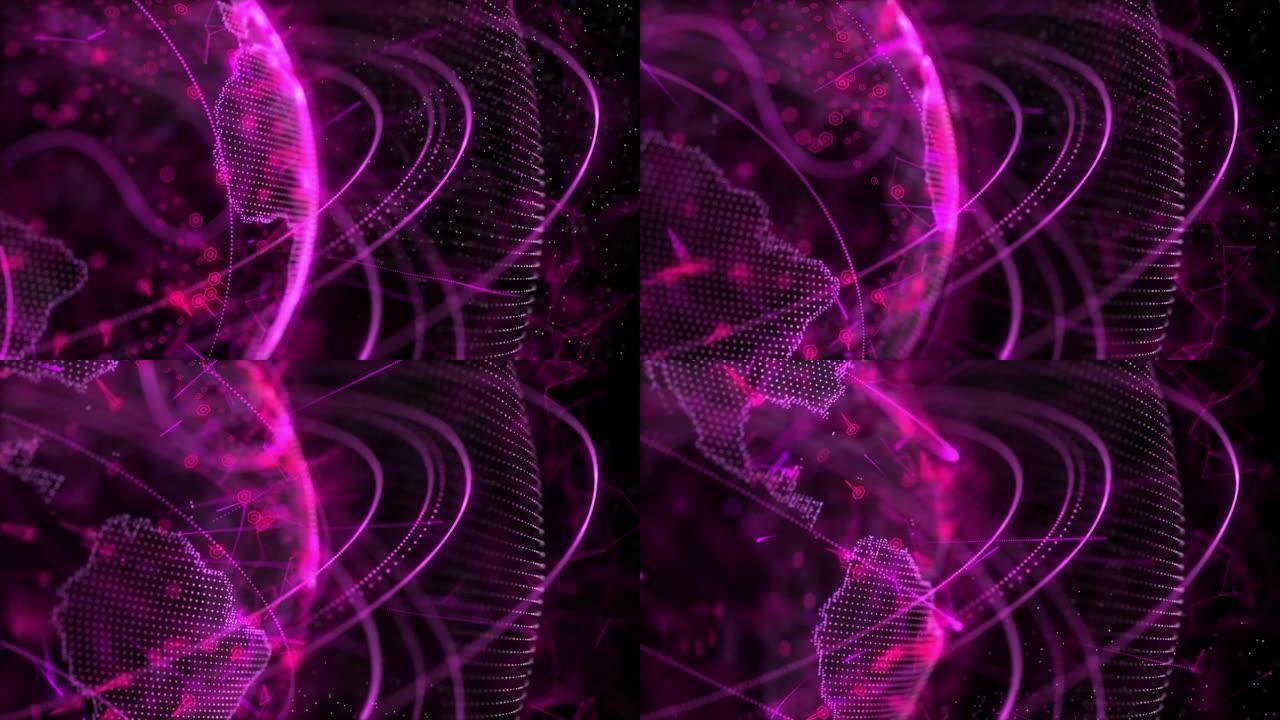 圆点无缝转动地球全息图的特写3d动画。
具有景深和辉光的抽象网络动画。