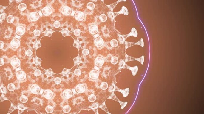 人体内的病毒细胞在一个闪亮的圆圈中旋转和照明。