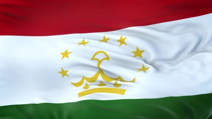 塔吉克斯坦国旗迎风飘扬，织物质地细腻。无缝循环