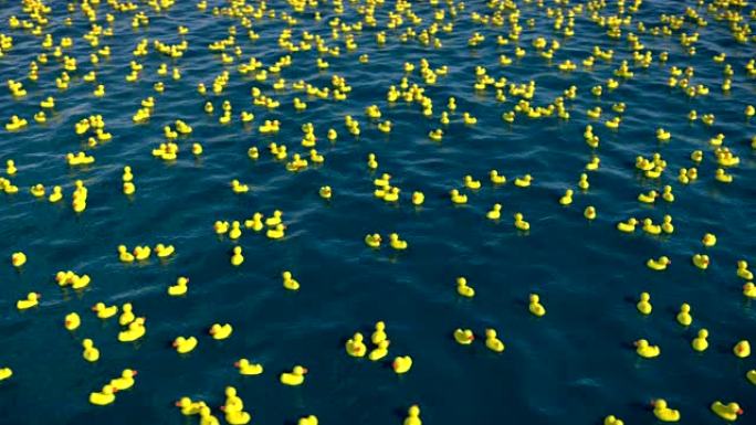海洋上千只橡皮鸭，3D动画