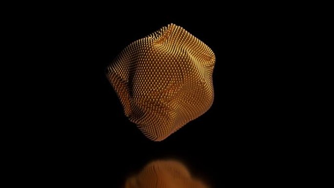 3d render moving gold sphere moving不规则