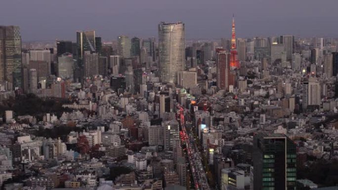 黄昏的东京塔天际线 | 缩小