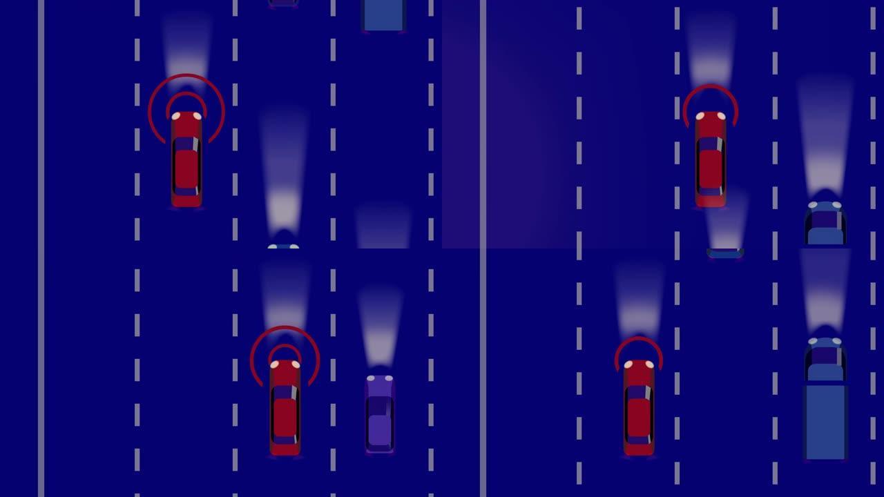 夜间道路交通无人驾驶智能交通智慧城市