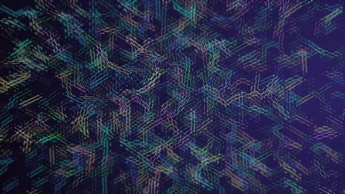 漩涡状的荧光彩色线条交织在抽象的发光编织中。