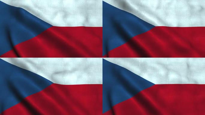 捷克国旗随风飘扬。捷克共和国国旗