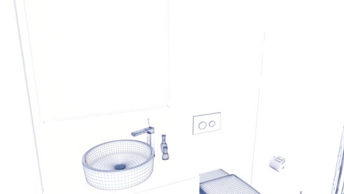 浴室网状3D图形室内设计模糊阁楼