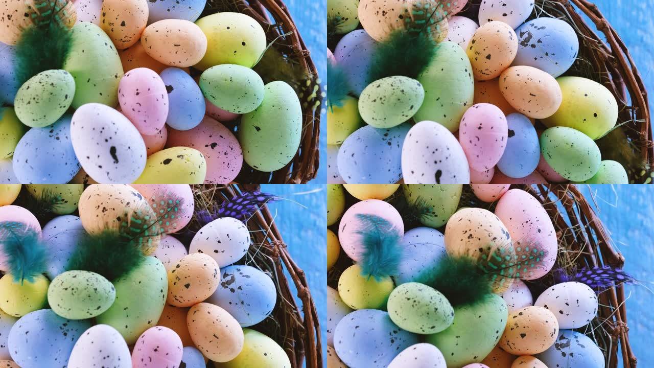 转盘上的巢中的复活节彩蛋