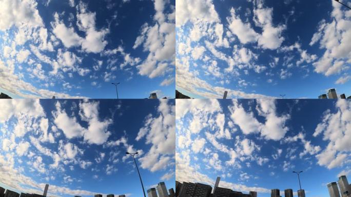仰望城市天空天空视角拍摄角度蓝天白云