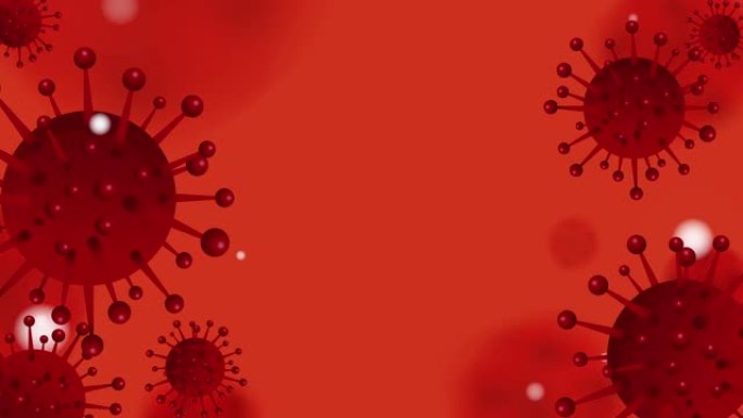 卡通动画循环素材冠状病毒2019-nCov新型冠状病毒冠状病毒概念在红色背景和你的复制空间。病毒流感
