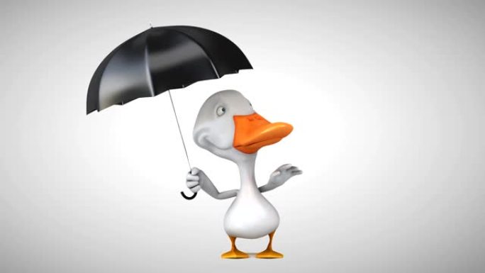 3D动画如果是带伞的有趣鸭子