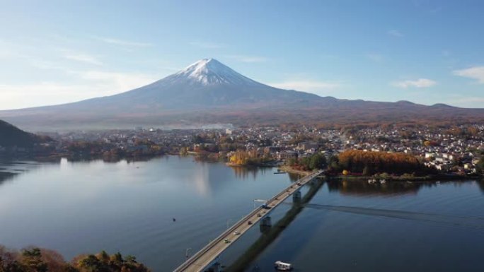日本富士山4k航拍落日