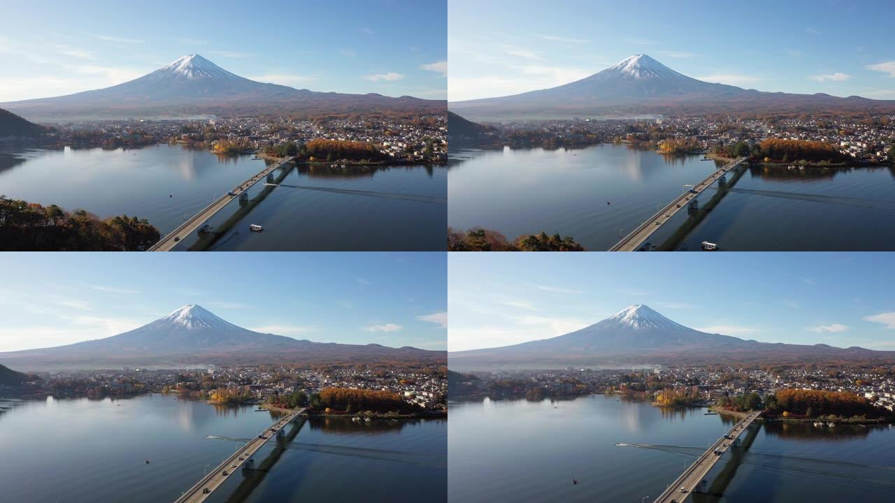 日本富士山4k航拍落日