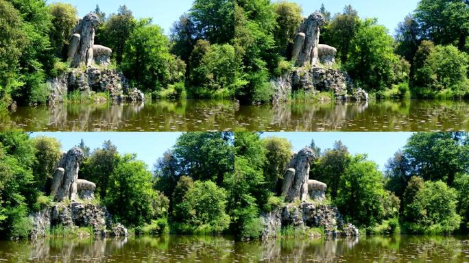 佛罗伦萨省托斯卡纳地区当地地标。在意大利佛罗伦萨附近的普拉托利诺公共花园中雄伟的大雕像Colosso