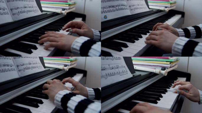 玩数字钢琴的少女玩数字钢琴的少女弹琴